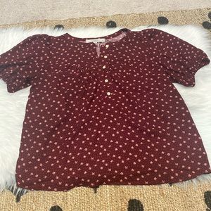 LOFT mixed media short sleeve blouse PS